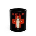 HELP Nurse Red Cross Black Mug